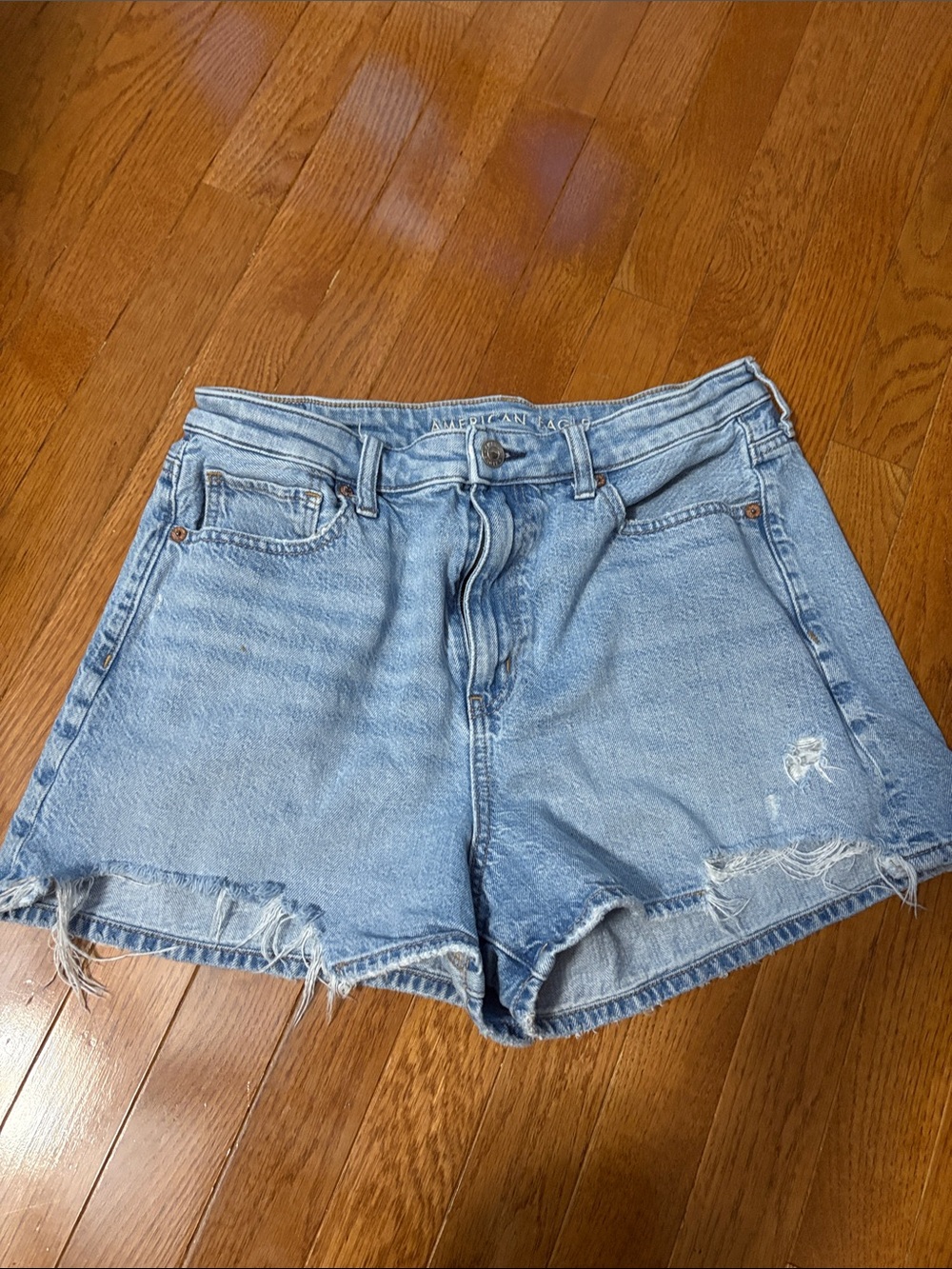 American Eagle Outfitters Light Wash Distressed Denim Shorts size 10